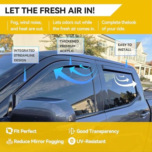 in-Channel Rain Guards for 2009-2018 Dodge Ram 1500 Standard Cab, 2010-2025 Ram 2500 & 3500 Regular Cab, 2019-2024 Ram 1500 Classic, Window Visor Shields Vent Deflector Shade Wind Dark Smoke, 2PCS — view 3