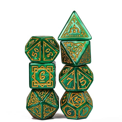 Cusdie 7Pcs/Set DND Dice Set D&D Polyhedral Dice for TTRPG Dungeons and Dragons Role Playing Dice Games RPGs(Green Druid) — view 4