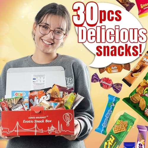 Exotic International Snack Box, 30-Piece Assortment of Snacks from Around the World |Office Snacking, Mystery Foreign Candy & Treats, Snacks Variety Pack for Adults, Kids, College and Students (Maxi) — view 2