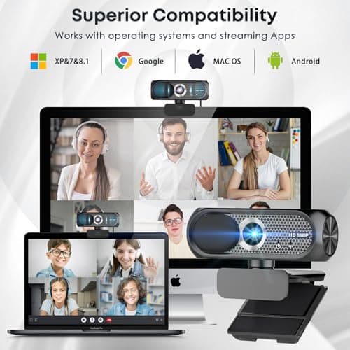 Shcngqio 1080P HD Webcam with Microphone, Noise Cancellation, Privacy Cover, Wide-Angle Lens, Auto Light Correction, Plug & Play USB Webcam for Laptop, Desktop, PC, Mac, Zoom, Skype, Streaming (Black) — view 5
