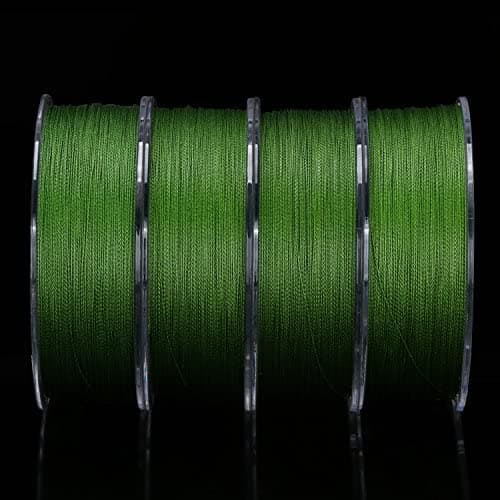 Goture Abrasion Resistant Braided Fishing Line, Zero Stretch Low Memory 4 Strand Braid Line for Saltwater Freshwater,50LB, 547Yds, 0.4MM, Low-Vis Green — view 5