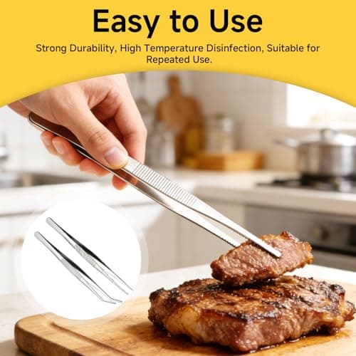 2PCS Kitchen Tweezers Tongs, Precision Serrated Tips Tongs for BBQ — view 4
