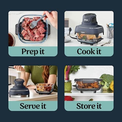 Ninja Crispi 4 in 1 Glass Air Fryer, 450°F, Non Toxic, 4QT and 6 Cup Containers with Lids, Dishwasher Safe, Cyberspace Gray, 1 Count, FN101GY — view 7