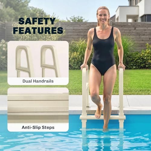 Outsunny Swimming Pool Ladder, 63.4"-69.3" Adjustable 5-Step Pool Stairs with Double Handrails, Non-Slip Steps, Load Capacity 300 lb, for 48-54 in Inground & Above-Ground Pools — view 2