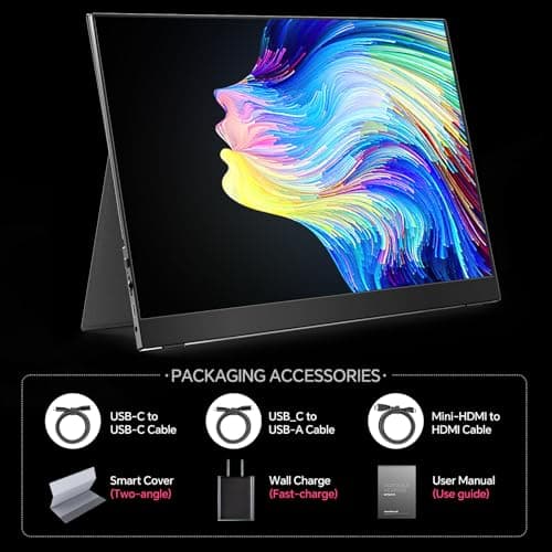ForHelp True 4K Portable Monitor - 15.6inch UHD 3840×2160 100% sRGB USB-C HDMI External Second Monitor Portable IPS Screen Computer Display with Speakers for Laptop MacBook Switch PS5/4 Xbox — view 5