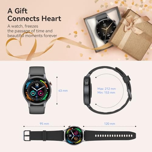 Smart Watch for Men Women, Answer/Make Call, 1.32'' AMOLED Screen Fitness Tracker with Heart Rate/Sleep/SpO2 Monitor, Smartwatch for iPhone/Samsung/Android, 110 Sport Mode, 3ATM Waterproof(Black) — view 8
