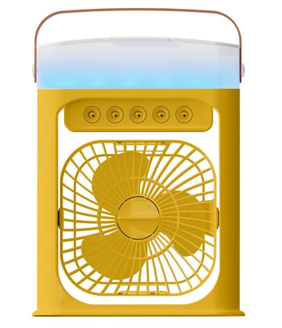 Aire Acondicionado Portátil Silencioso, Enfriador de Aire con Ajustes de Ventilador, Temporizador, Depósito de Agua de Gran Capacidad, Aire Acondicionado para Dormitorios, Oficina（Amarillo）