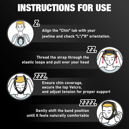 Snoring Stopper Chin Strap with Jaw Tape for Sleeping, Mouth Breathing Solution for CPAP Users, Head Mouthpiece Solution Keep Jaw Closed, Mandibular Advancement Reducing Aids for Men & Women — view 5