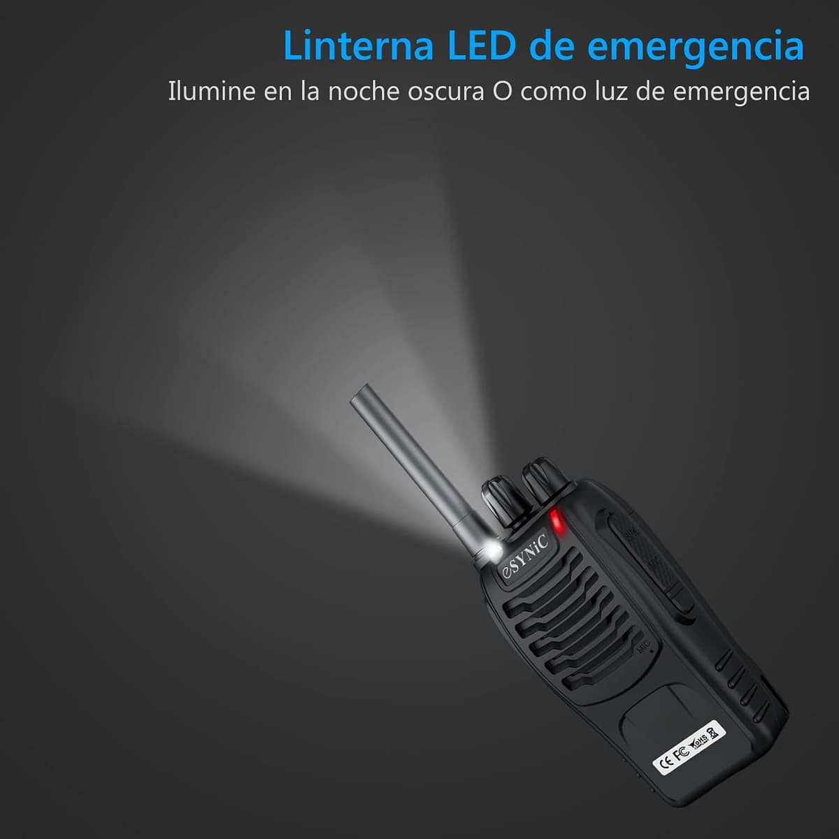 eSynic 2PCS Walkie Talkies de Larga Distancia con Auriculares Walkie-Talkie Profesional 16 Canales 1500mAh con Cargador USB Soporta VOX para Sobrevivir en el Campo Ciclisimo — view 4
