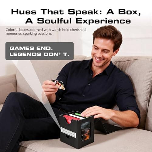 MAKHISTORY Patented MTG Commander DekBox, 100+ Double Sleeved Card Storage Box with Dice Tray, 35pt Card Holder & 2 Dividers - Magnetic Deck Case for TCG/CCG/Magic/Sports Cards, Black — view 5