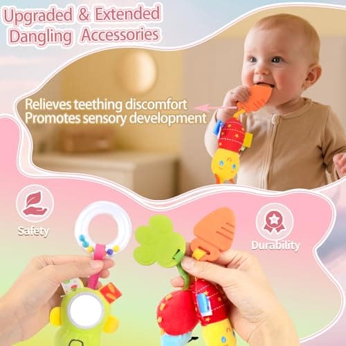 Car Seat Toys for Babies 0-6 Months, Upgraded Spiral Hanging Crib Stroller Activity Toys with Detachable Rattles, Baby Car Seat Accessories Toy for Developing Sensory Skills, Gift for Newborn Infant — view 4