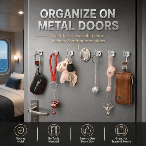 Neosmuk Magnetic Hooks for Cruise Cabins,30lb Heavy Duty,Silver,10 Pack — view 3