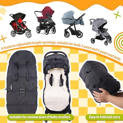 AUVSTAR Baby Stroller Footmuff - Waterproof Winter Fleece Bunting Bag — view 3