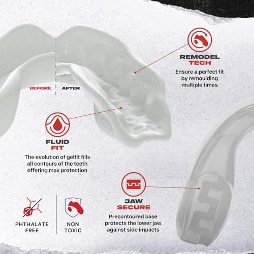 SAFEJAWZ Mouthguard Strapless Slim Fit, Adults and Junior with Case for Boxing, Basketball, Football, MMA, Martial Arts, Hockey and All Contact Sports (Adults (12+ Years), Clear) — view 3