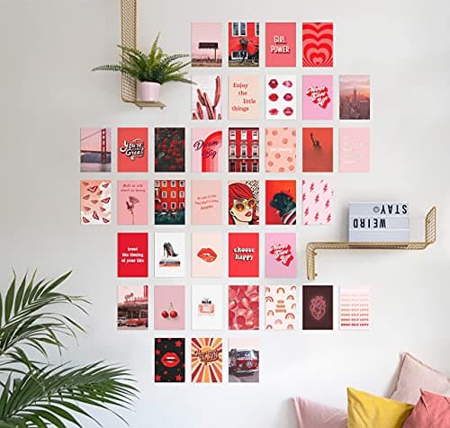 HAUS AND HUES Photo Collage Kit for Wall Aesthetic Decor Red Posters Room Aesthetic, Kit, Prints, VCSO 4"x6" (Set of 50) — view 4