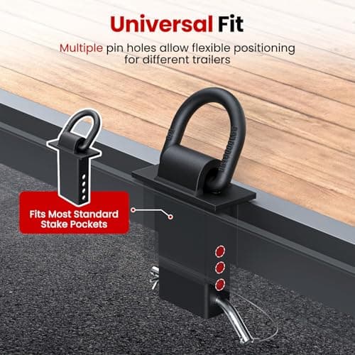 Stake Pocket D Ring, 18000lbs D Rings Heavy Duty Stake Pocket Tie Down for Trailers and Flatbeds Trucks, Removable Trailer Tractor Tie Down Accessories Anchor for Flatbed Cargo Trucks, 4 Pack — view 4