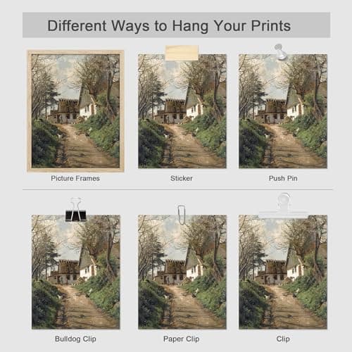 SIGNWIN Poster Charming European Cottage Scenes Rustic Village Landscape Wilderness Nature Illustrations Fine Art Decorative Country/Farmhouse Vintage for Living Room, Bedroom, Office - 8"x10"x 4 — view 4