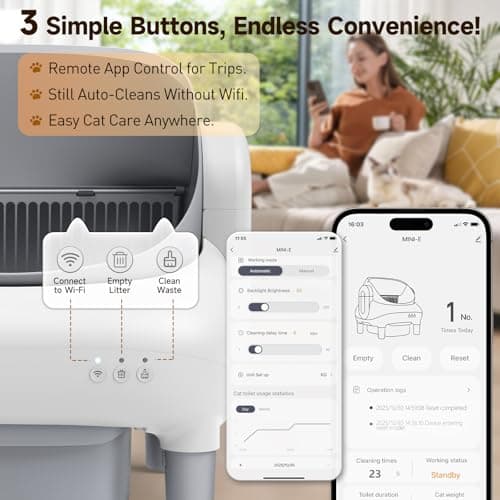 Hazrela Automatic Cat Litter Box,Self Cleaning Litter Box for Multiple Cats with Open Top Design,App Control and Safety Protection,Ultra-Quiet,Easy Setup,Light Gray — view 5