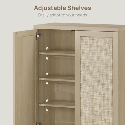 SICOTAS 65.6" Wide Rattan Shoe Storage Cabinet for Entryway with Doors — view 4