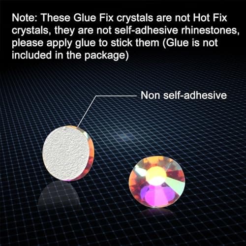 Jollin 1440pcs Glue Fix Crystal Flatback Rhinestones Glass Diamantes Gems for Crafting Nail Art Crafts Decorations Clothes Shoes 4.8mm (ss20, Crystal AB) — view 4