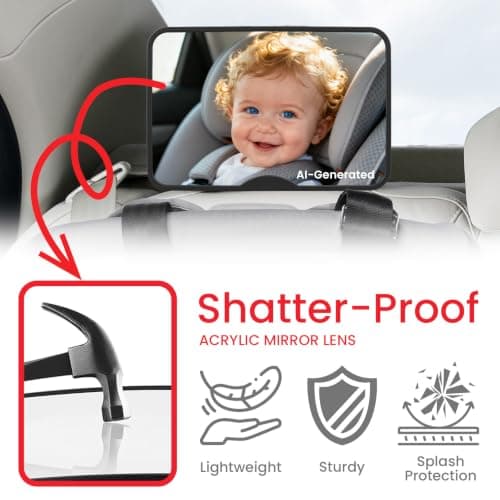 Plantureco Baby Car Mirror, Safety Car Seat Mirror for Rear Facing Infant, Clear Wide View, Easily Observe the Baby Move, Secure, Shatterproof, Easy Install, Perfect (Black) — view 3