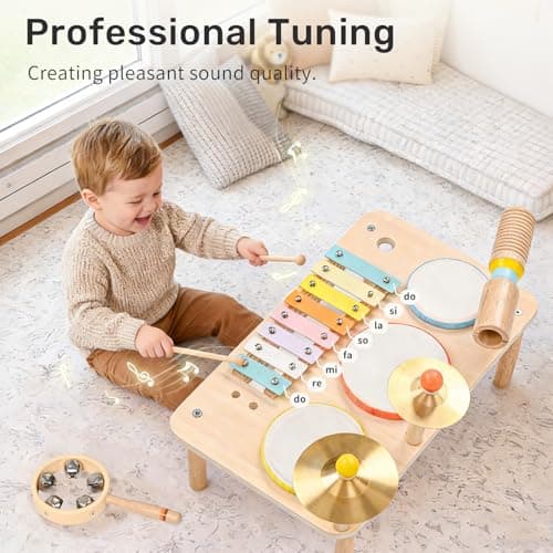 WINGYZ Kids Drum Set, 9-in-1 Wooden Musical Instruments with Xylophone — view 3