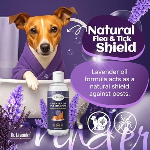 Organic Dog Shampoo for Sensitive Skin - Natural Lavender Oil Pet Wash for Itch Relief, Flea & Tick Defense - Calming & Hypoallergenic Puppy Grooming Supplies - Deodorizing Moisturizing (Lavender) — view 3