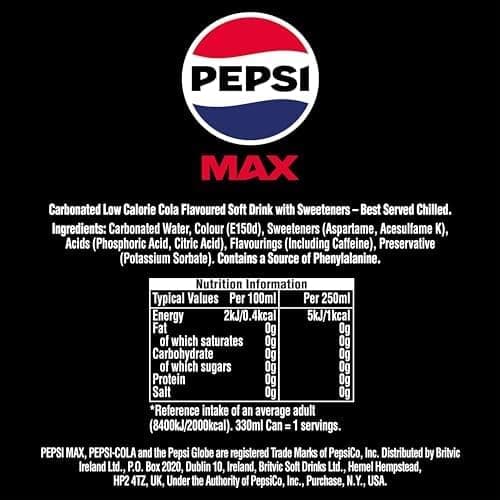 Pepsi Max No Sugar Cola Cans 24 x 330ml — view 2