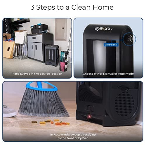 EyeVac Pro Touchless Vacuum Automatic Dustpan - Ultra Fast & Powerful - Great for Sweeping Salon Pet Hair Food Dirt Kitchen, Corded Canister Vacuum, Bagless, Automatic Sensors, 1400 Watt (Black) — view 3