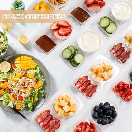 Reusable Snack Containers with Lids: Snack Pack Containers 20Pcs - Snackle Box Container Portion Control - Meal Prep Containers - Double Compartment Snack Containers for Travel - Camping Essentials — view 2