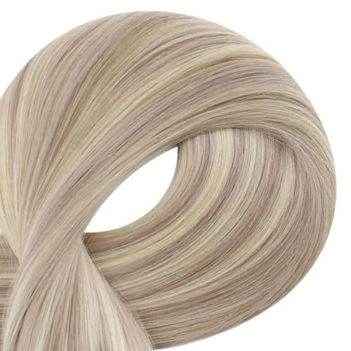 Full Shine K Tip Human Hair Extensions, 18/613 Platinum Blonde with Ash Blonde Highlights, 18 Inch, 50G, Keratin Fusion Prebonded Tip, Frosted Face Frame, Polished Curls, Formal Night, Bachelorette — view 7