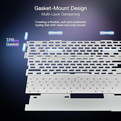 Redragon K673 PRO 75% Wireless Gasket RGB Gaming Keyboard, 3-Modes 81 Keys Compact Mechanical Keyboard Hot-Swap Socket, Dedicated Knob Control and 5-Layer Noise Dampening, Linear Red Switch — view 3