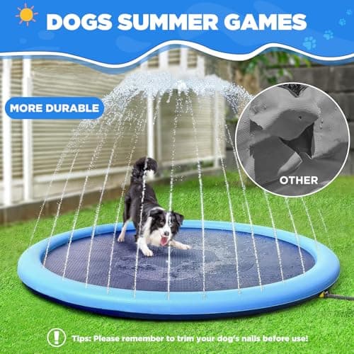 WELIN 67" Splash Pad Sprinkler for Kids Dogs, Summer Swimming Non-Slip Kiddie Wading Pool, Thicken Splash Play Mat Outdoor Fun Backyard Garden Beach Water Game for Toddlers Boys Girls Ages 3+ — view 3