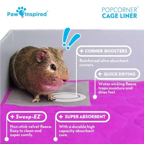 Paw Inspired Guinea Pig Cage Liners | Washable Fleece Bedding or Pet Bed Mat for Small Animals | Super Absorbent Pee Pad with Reinforced Corners and Waterproof Bottom (Light Gray, C&C 2x4) — view 5