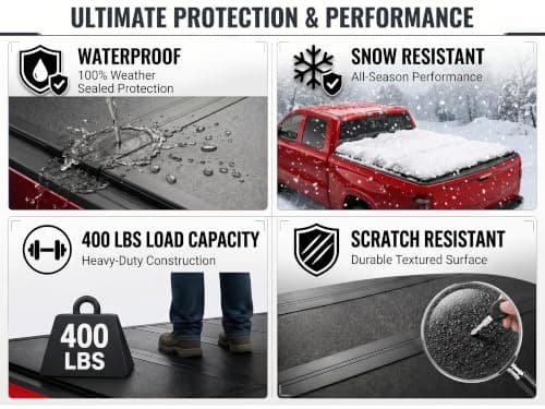 TRUXEN Hard Folding Low Profile Tonneau Cover Truck Bed Cover Quad Fold for Chevy Silverado 1500/GMC Sierra 1500 2019-2026 5'8" Bed Accessories, Heavy Duty Waterproof No Drill Truck Bed Cover — view 7