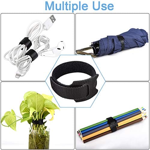 Nettbe 60 PCS 6 Inches Reusable Cable Ties, Adjustable Cord Straps Wire Organizer Cord Wrap and Hook Loop Cable Management — view 4