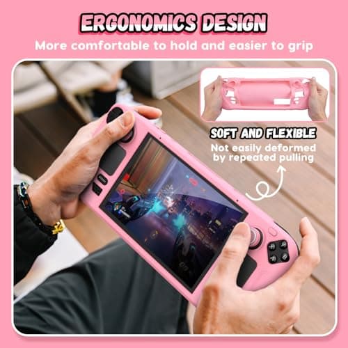 IINE Protective Case for Steam Desk OLED, Steamdesk OLED Silicone Cover Case, 9-in-1 Protective Silicone Shell with Anti-Scratch Cover Protector, Game Accessories Set,Pink — view 5