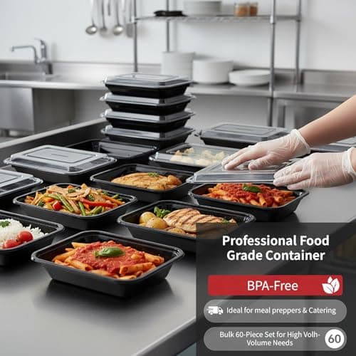 Voatree 60 Pack 20 oz Meal Prep Containers Reusable, Plastic Food Storage Container with Lids,Leakproof To Go Lunch Boxes, BPA-Free,Freezer, Microwave, Dishwasher Safe Take Out Containers — view 6