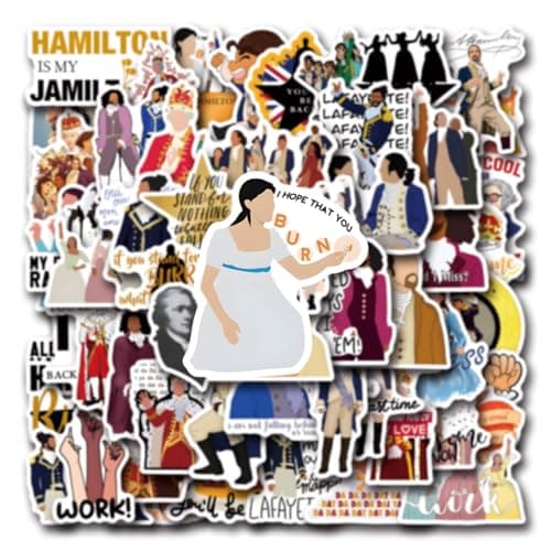 55PCS Hamilton Merch Stickers Pack Cute Musical Sticker for Water Bottle Laptop Skateboard Journal, Waterproof Vinyl Cool Decals for Teens Adults Party Supplies — view 3