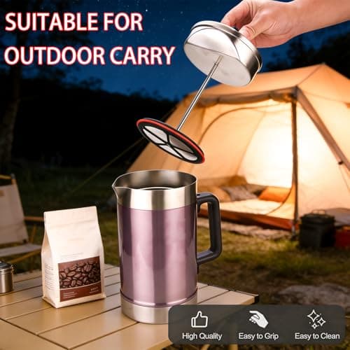 2-Pack Silicone French Press Coffee Makers compatible with Stanley Classic Stay-Hot French Press Coffee Maker 48 oz , french press coffee maker for Stanley Camping Stoves ,coffe press (Black, 2) — view 3