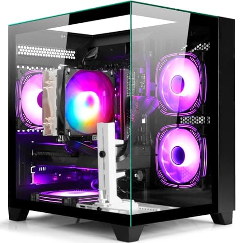 WIWB Gaming PC Desktop Ryzen 7 5700X, RTX 4060 Ti, 16GB DDR4 RAM, 1TB SSD, DDR4 RAM, Prebuilt Tower Computer for Gaming, Home (Black)