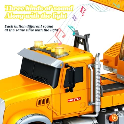 15 Inch Friction Powered Crane Truck Toy with Lights, Sounds & Movable Arms - Construction Vehicle Gift for Kids Boys Girls Ages 3-7 — view 3