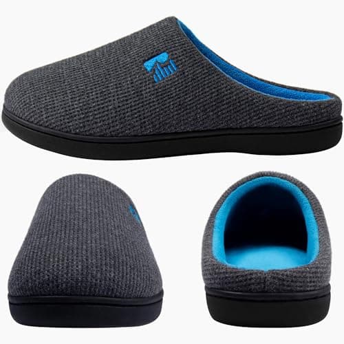 RockDove Men's Original Two-Tone Memory Foam Slipper, Size 11-12 US Men, Dark Gray/Blue — view 3