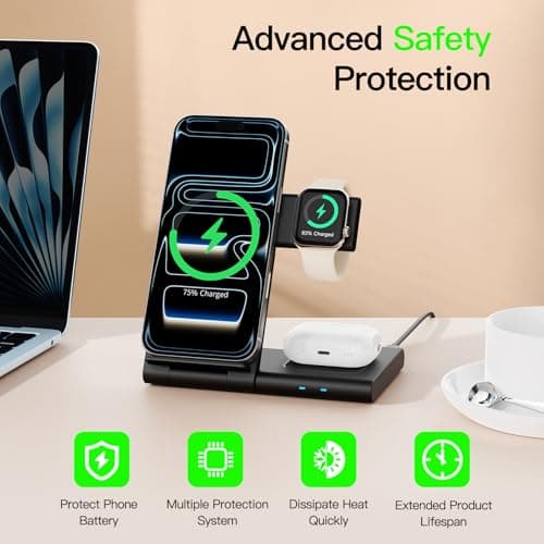 New Travel Portable Wireless Charger: for Apple Charging Station 3 in 1 Charger Stand Multiple Devices for Apple - iPhone 17 16 15 14 Pro Max 13 12 11 - Watch 2-11 SE Ultra Series - Airpods 4 3 2 Pro — view 5