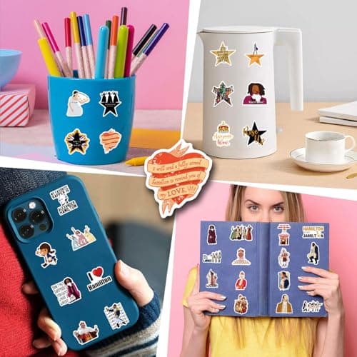55PCS Hamilton Merch Stickers Pack Cute Musical Sticker for Water Bottle Laptop Skateboard Journal, Waterproof Vinyl Cool Decals for Teens Adults Party Supplies — view 5