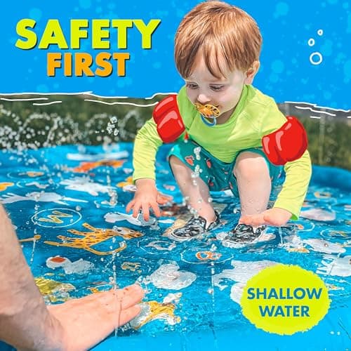 SplashEZ 3-in-1 Splash Pad, Sprinkler for Kids & Baby Pool for Learning – Toddler Sprinkler Pool, 60’’ Outside Water Toys – “from A to Z” Outdoor Play Mat for Babies & Toddlers — view 3
