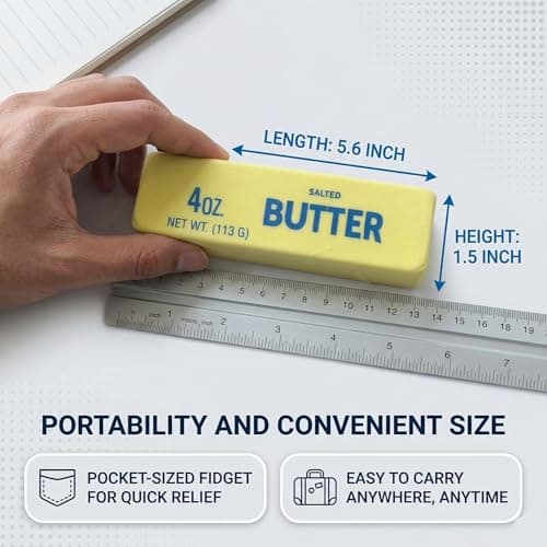 Slow Rising Butter Squishy, Realistic Butter Stick Stress Relief Ball for Adults and Teens, Cute Sensory Fidget Gadget, Soft Anxiety Relief with Wet Rebound, Squeeze Squishy Stress Reliever (Yellow) — view 4