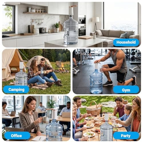 Myvision Water Dispenser for 5 Gallon Bottle, Portable USB Charging Electric Water Pump, Drinking Water Jug Pump for Home, Kitchen, Living Room, Office, Camping, Universal for 3-5 Gallon (Plus W) — view 3