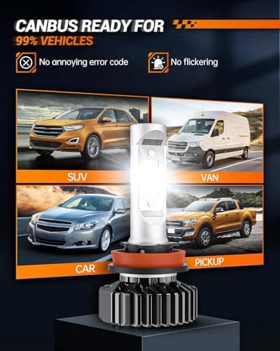 SEALIGHT H11/H8/H9 LED Headlight Bulbs, 40000LM 800% Super Brighter LED Lights, 6000K Xenon White Low Beam, Non-polarity, 50,000+ Hour Lifespan, Plug and Play, Halogen Replacement, Pack of 2 — view 5