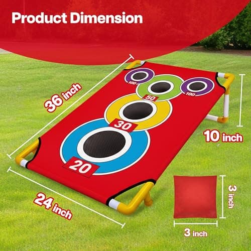Cornhole Board Set with 21+ Games, Carrying Case and 8 Bean Bags - Arcade Style Corn Hole Games for Adults and Kids, Portable Outdoor Yard Game for Family, Beach, Camping and Parties, 24x36 — view 3